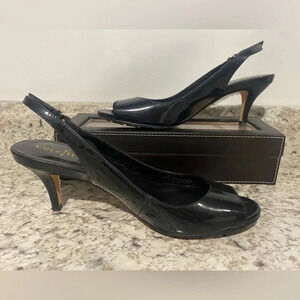 Cole Haan NikeAir Womens Shoes Black Patent Leather Slingback Heels size 7.5